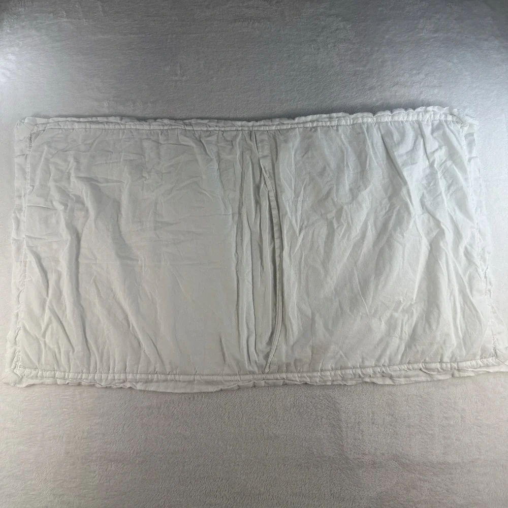 West Elm Quilted King Size Pillow Sham White Cotton Linen Shabby Feminine‎ Chic